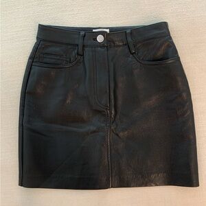 Aritzia Wilfred Black Leather Mini Skirt size 00